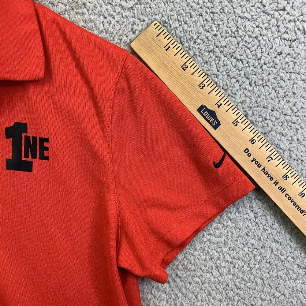 Nike 1NE Logo‎ Mens Polo Polyster Shirt Red Sz Large Short Sleeve